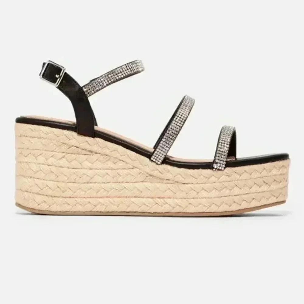 NYSA Rhinestone Espadrille Wedge. Brand New in Box